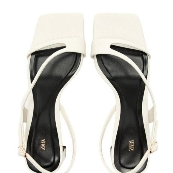 ZARA LEATHER SANDALS WITH BLOCK HEEL White SIZE 10| 1335/110/001 - Picture 6 of 10